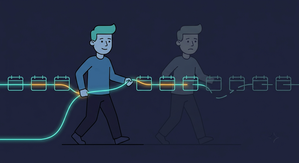 ai agent vs chatbot  memory autonomy timeline illustration